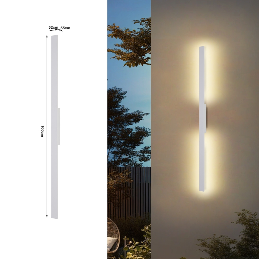 Brilagi - Applique murale extérieure LED LUNA 24W/230V 3000K IP65 100 cm blanche IRC 90