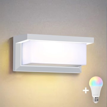 Brilagi - Applique murale extérieure LED RGBW dimmable BRICKY 1xE27/15W/230V 2700-6500K IP54 blanche