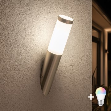 BRILAGI - Applique murale extérieure LED RGBW dimmable ELIA 1xE27/6,5W/230V 2700-6500K IP44 Wi-Fi chrome mat