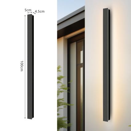 Brilagi - Applique murale d'extérieur LINEAR LED/22W/230V 4000K IP65 100 cm noire