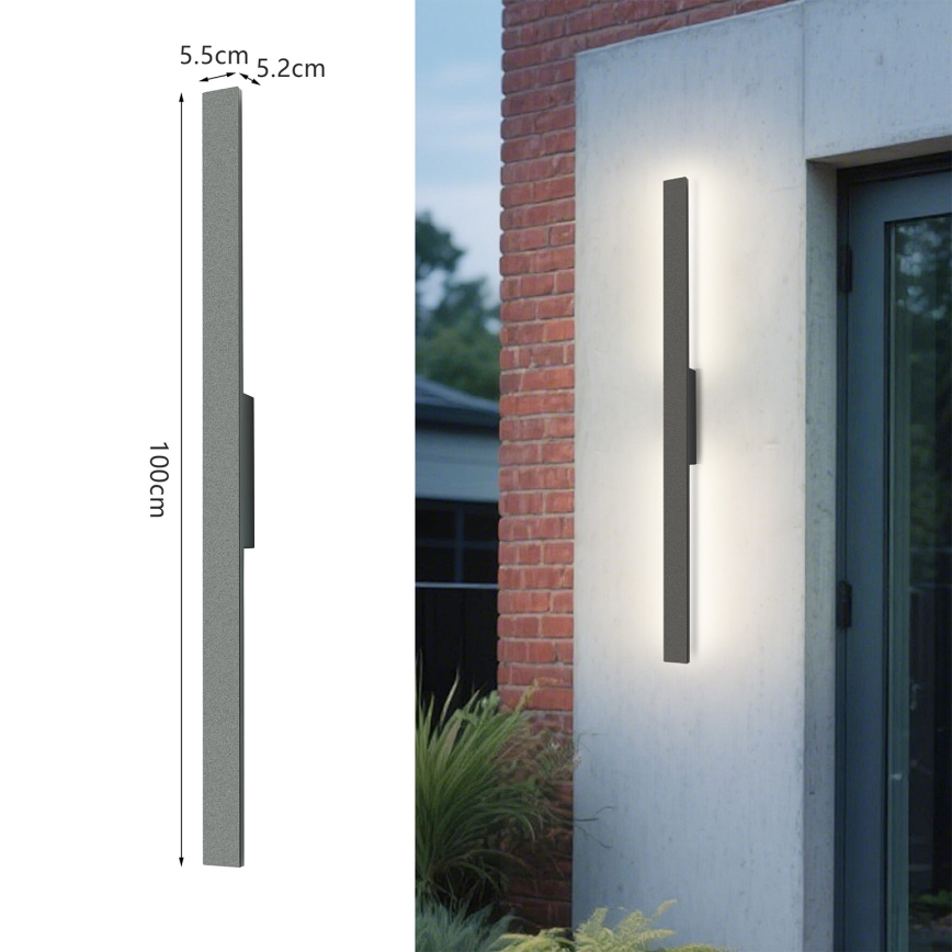 Brilagi - Applique murale extérieure LUNA LED 24W/230V 3000K IP65 100 cm anthracite