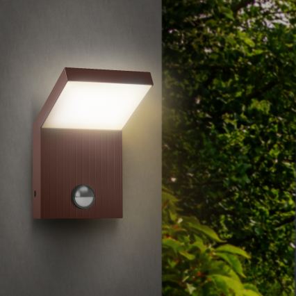 Brilagi - applique murale d'extérieur LED avec détecteur RIANO LED/8W/230V marron IP65