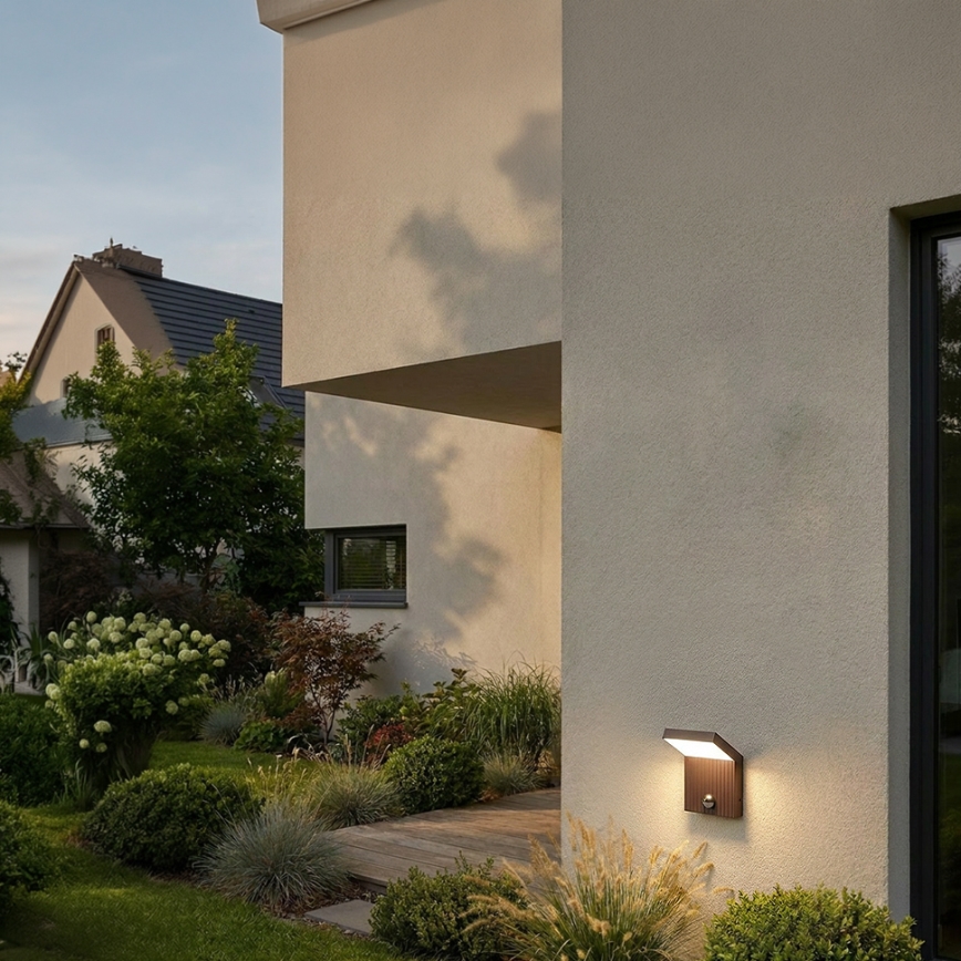 Brilagi - applique murale d'extérieur LED avec détecteur RIANO LED/8W/230V marron IP65
