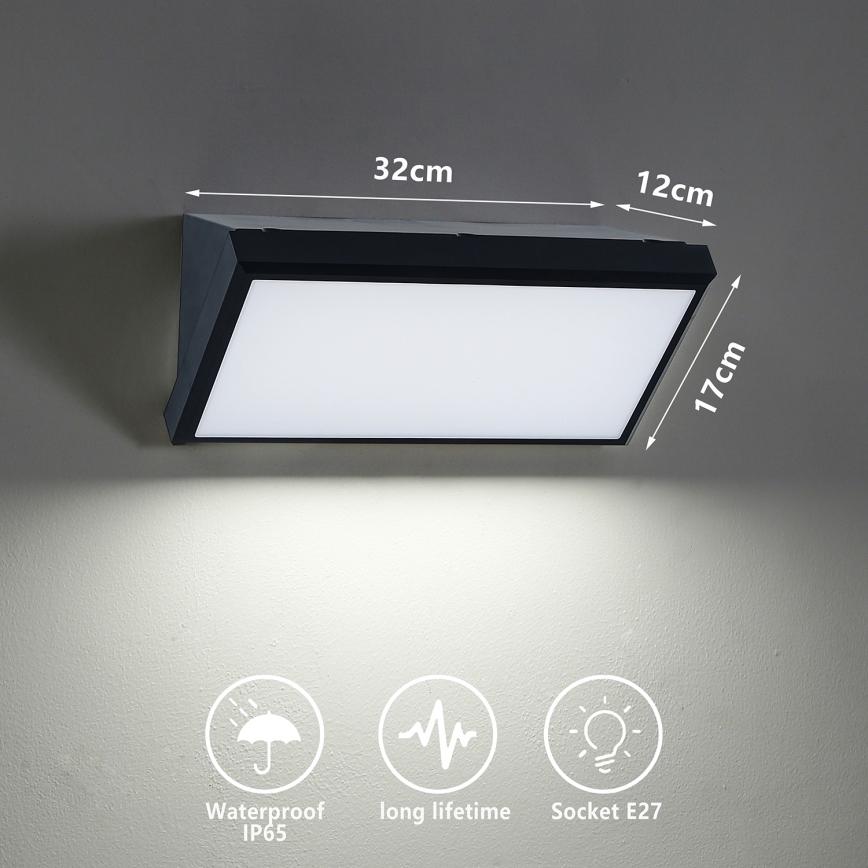 Brilagi - Applique murale extérieure TRIANGLE 1xE27/60W/230V noir IP65