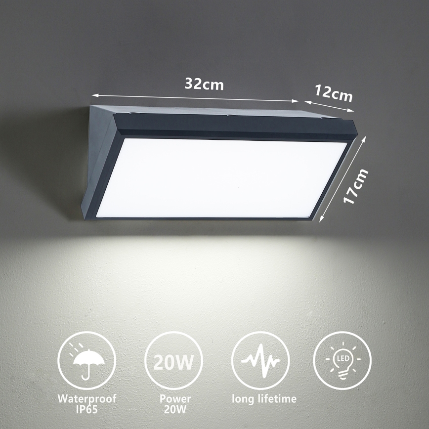 Brilagi - Applique murale extérieure TRIANGLE LED/20W/230V anthracite IP65