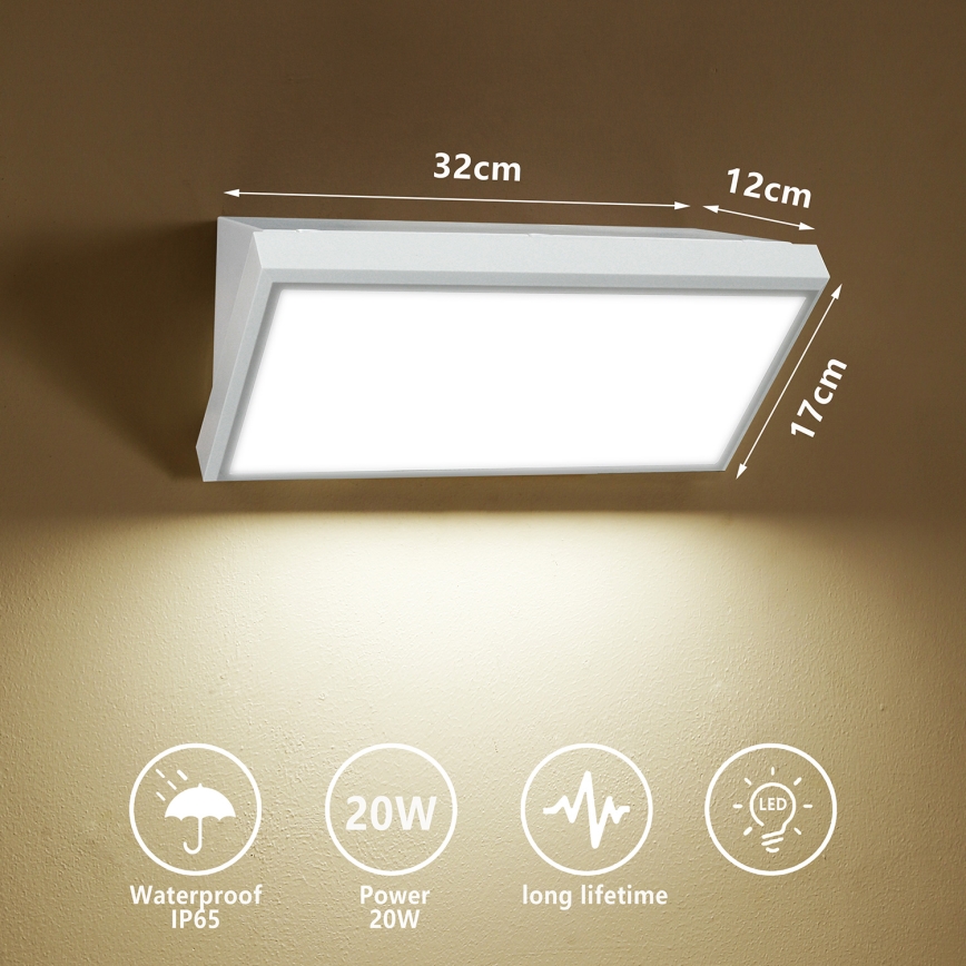 Brilagi - Applique murale extérieure TRIANGLE LED/20W/230V blanc IP65