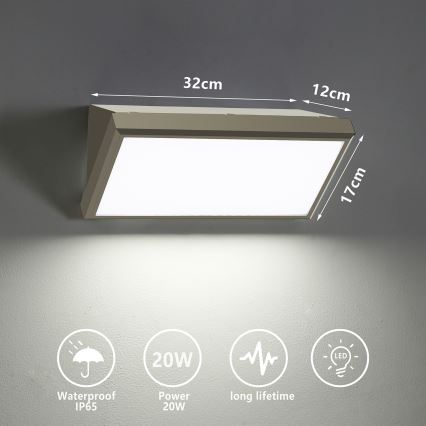 Brilagi - Applique murale extérieure TRIANGLE LED/20W/230V gris IP65