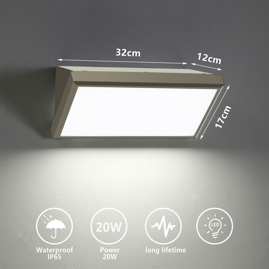 Brilagi - Applique murale extérieure TRIANGLE LED/20W/230V gris IP65