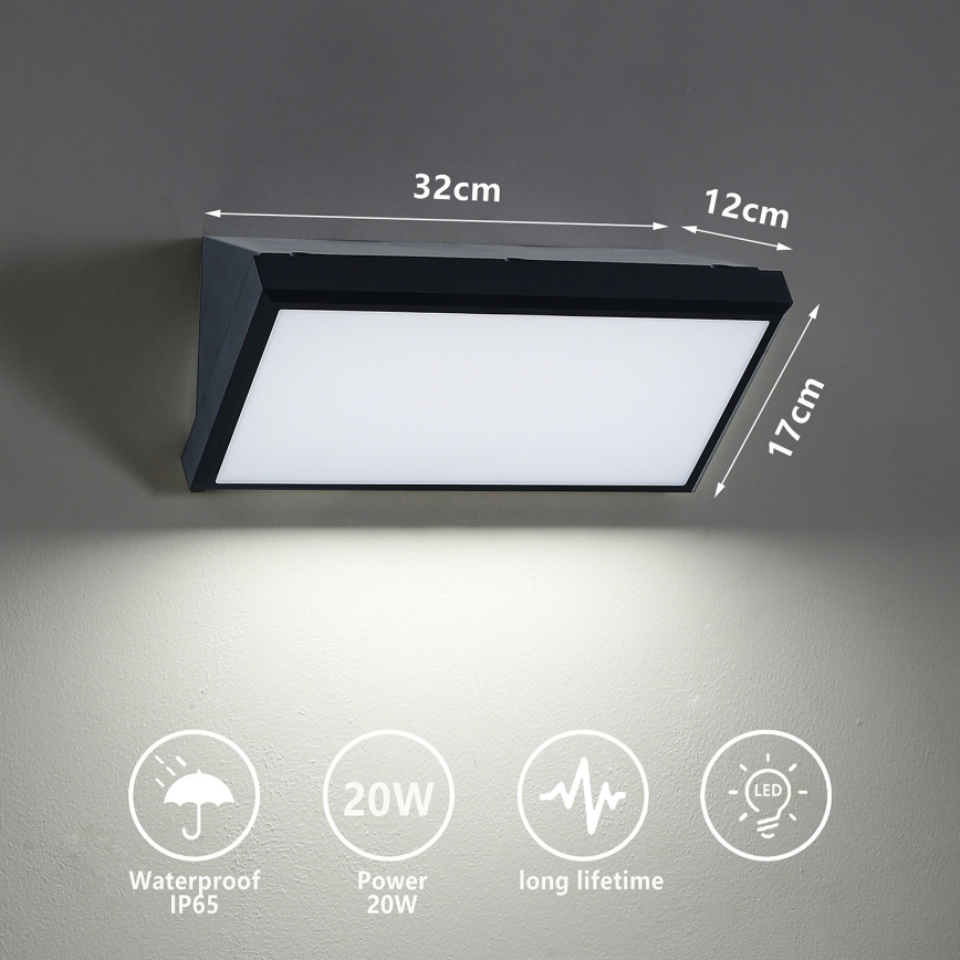 Brilagi - Applique murale extérieure TRIANGLE LED/20W/230V 3000/4000/6500K noir IP65
