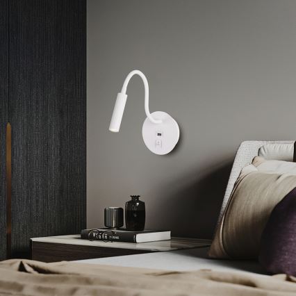 Brilagi - Applique murale flexible avec port USB MAYA LED/3W/230V 4000K blanc