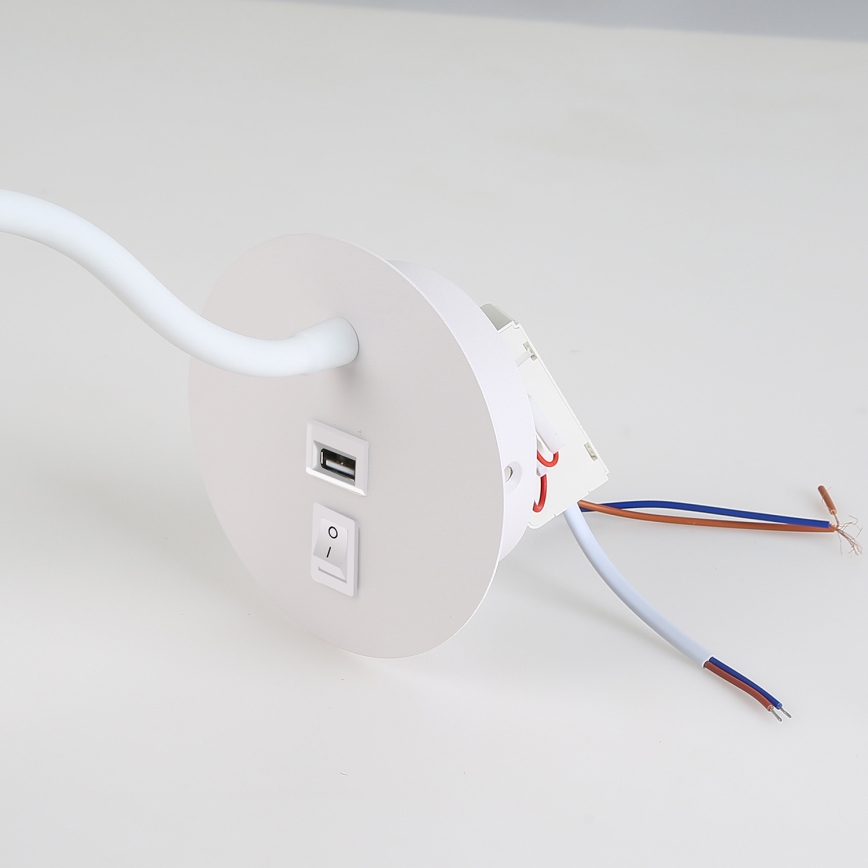 Brilagi - Applique murale flexible avec port USB MAYA LED/3W/230V 4000K blanc