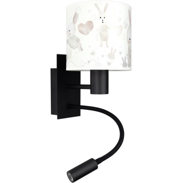 Brilagi - Applique murale flexible LED pour enfants BOBO 1xE27/25W/230V + LED/3W noir/blanc/motifs de lapins
