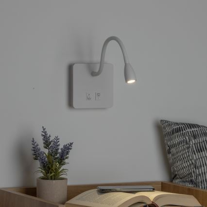 Brilagi - Applique murale flexible MAYA Double LED/4W/230V + LED/3W blanc