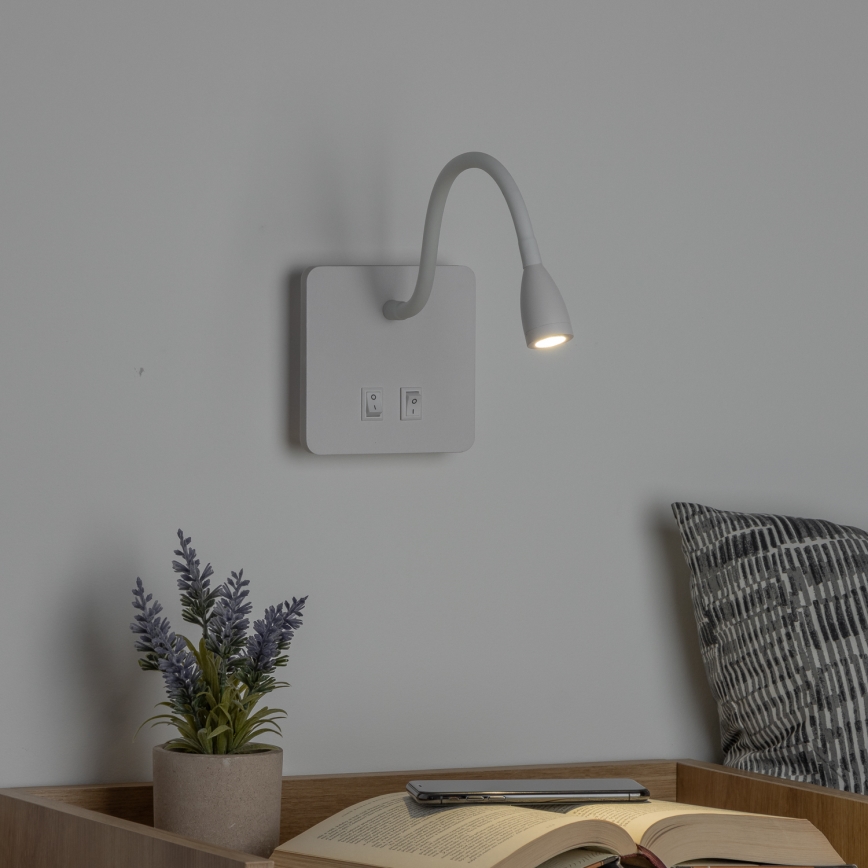 Brilagi - Applique murale flexible MAYA Double LED/4W/230V + LED/3W blanc