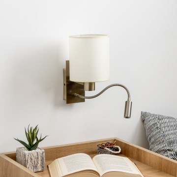 Brilagi - Applique murale flexible NUBILA 1xE27/25W/230V + LED/3W laiton/crème
