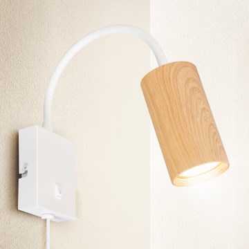 Brilagi - Applique murale flexible SELE avec interrupteur 1xGU10/30W/230V blanc/décor chêne