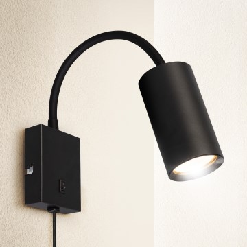 Brilagi - Applique murale flexible SELE avec interrupteur intégré, 1xGU10/30W/230V, noire