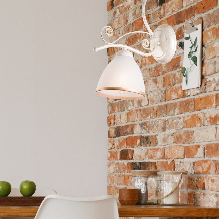 Brilagi - Applique murale LED ANTICO 1xE27/60W/230V patine blanche