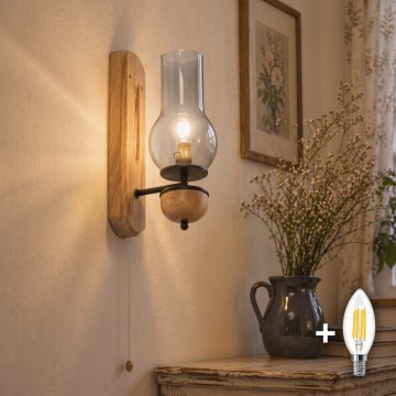 BRILAGI - Applique murale LED COTTAGE 1xE14/40W/230V chêne/gris fumé