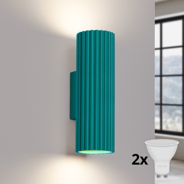 Brilagi - Applique murale LED CRESTO 2xGU10/10W/230V 20 cm turquoise