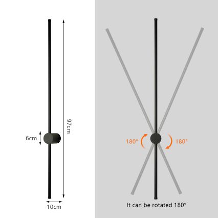 Brilagi - Applique murale extérieure LED AURA LED/20W/230V 3000K IP54 97 cm noire