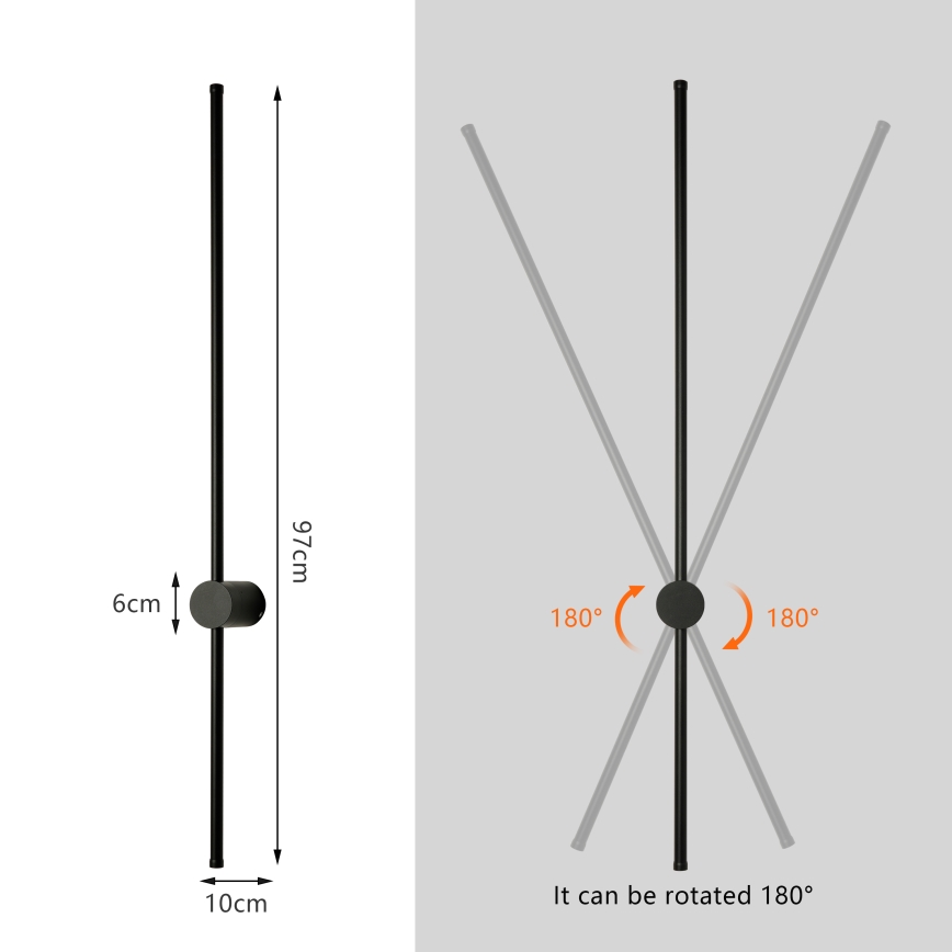 Brilagi - Applique murale extérieure LED AURA LED/20W/230V 3000K IP54 97 cm noire