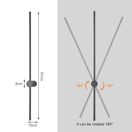 Brilagi - Applique murale LED extérieure AURA LED/20W/230V 3000K IP54 97 cm anthracite