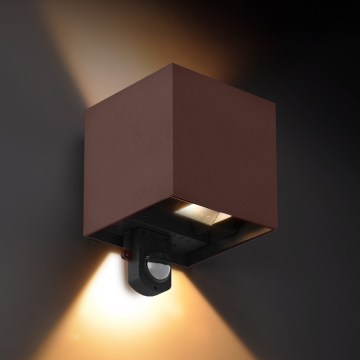 Brilagi - Applique murale LED d'extérieur avec capteur CUBE LED/6W/230V marron IP65