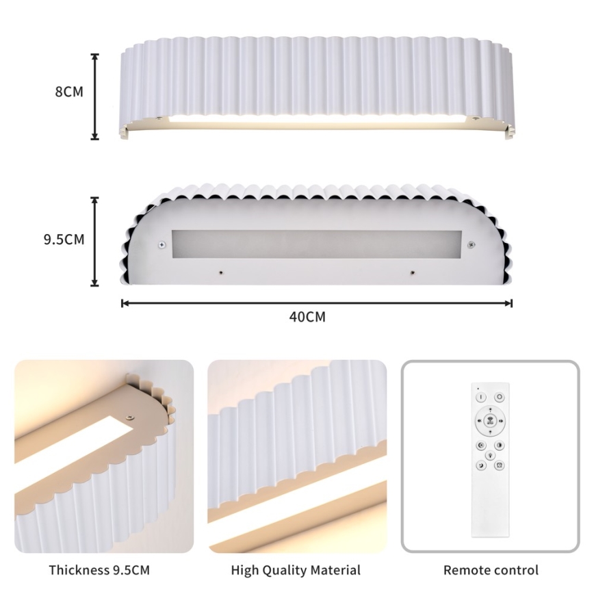 Brilagi - Applique murale LED dimmable FALCON MODERN LED/14W/230V 3000-6000K 40 cm blanche + télécommande