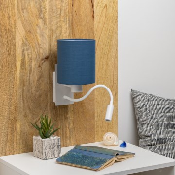 Brilagi - Applique murale LED flexible NUBILA 1xE27/25W/230V + LED/3W blanc/bleu foncé