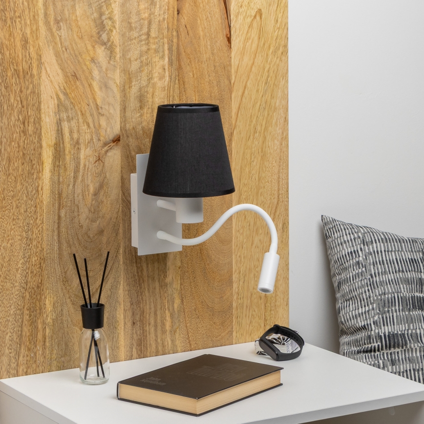 Brilagi - Applique murale LED flexible NUBILA 1xE27/25W/230V + LED/3W blanc/noir