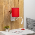 Brilagi - Applique murale LED flexible NUBILA 1xE27/25W/230V + LED/3W blanc/rouge