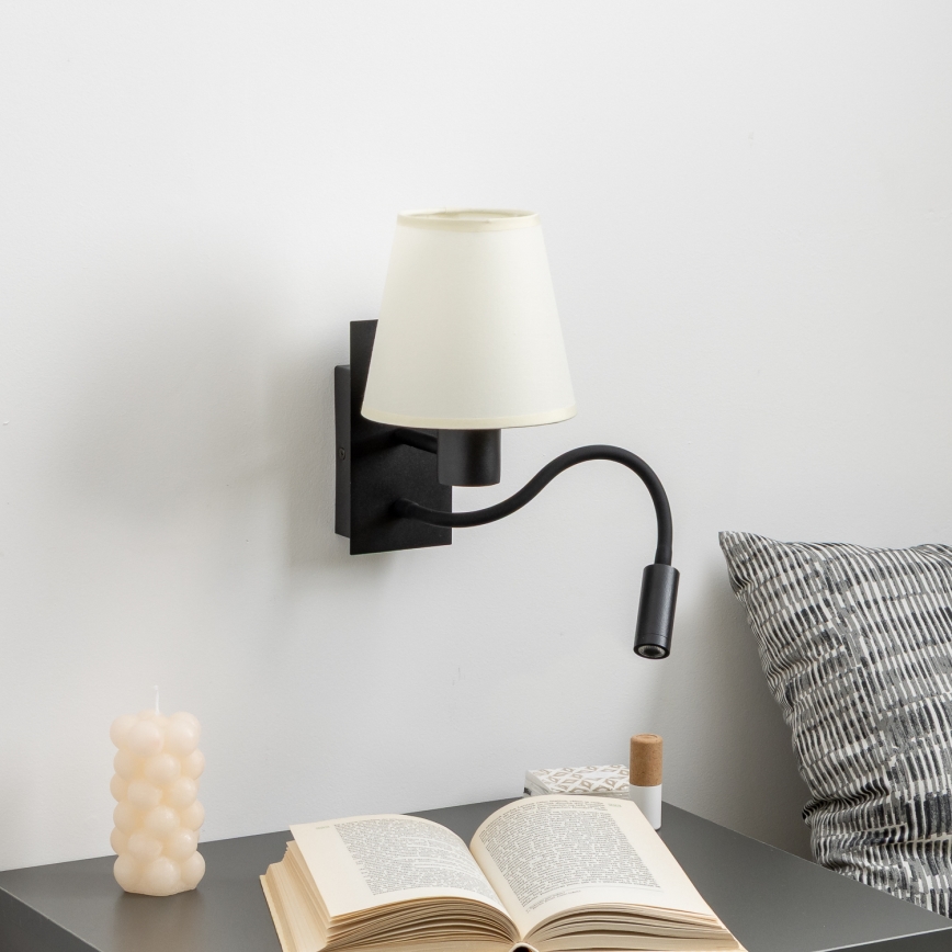 Brilagi - Applique murale LED flexible NUBILA 1xE27/25W/230V + LED/3W noir/crème