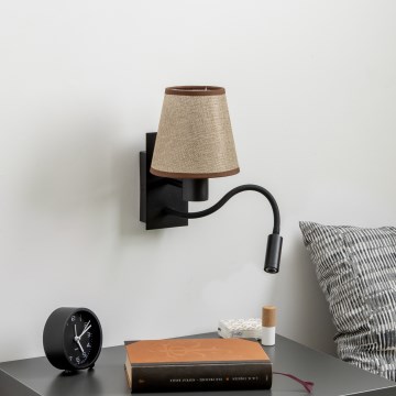 Brilagi - Applique murale LED flexible NUBILA 1xE27/25W/230V + LED/3W noir/marron