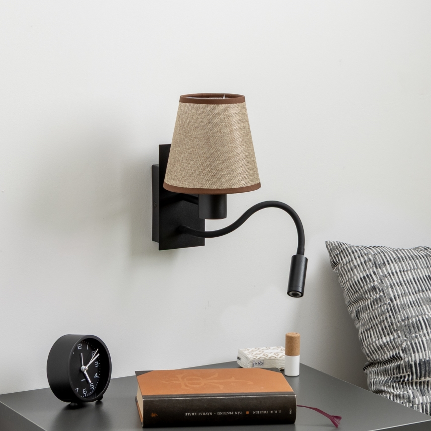 Brilagi - Applique murale LED flexible NUBILA 1xE27/25W/230V + LED/3W noir/marron