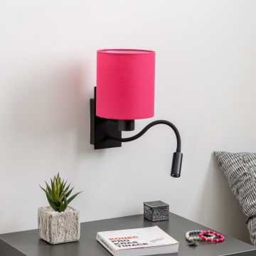 Brilagi - Applique murale LED flexible NUBILA 1xE27/25W/230V + LED/3W noir/rose