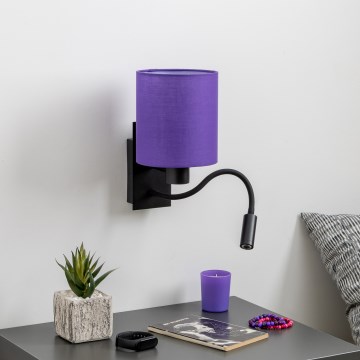 Brilagi - Applique murale LED flexible NUBILA 1xE27/25W/230V + LED/3W noir/violet