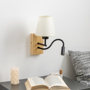 Brilagi - Applique murale LED flexible NUBILA WOOD 1xE27/25W/230V + LED/3W chêne/crème