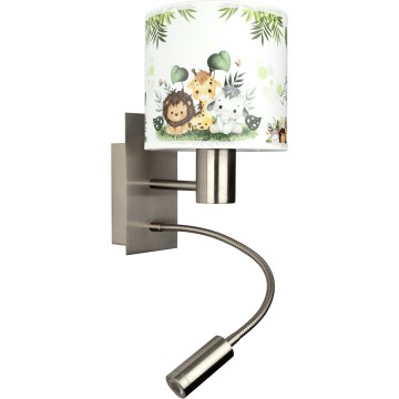 Brilagi - Applique murale LED flexible pour enfants BOBO 1xE27/25W/230V + LED/3W chrome mat/blanc/vert/jungle