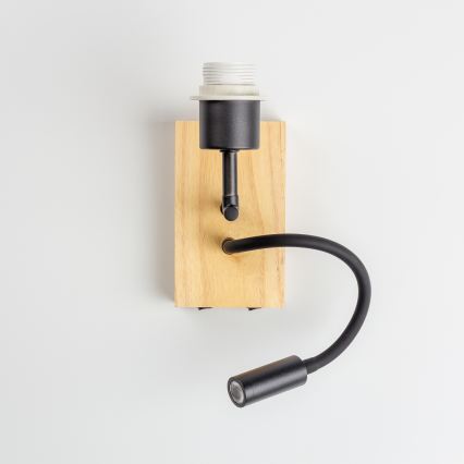 Brilagi - Applique murale LED flexible NUBILA WOOD 1x E27/25W/230V + LED 3W, chêne/noir/gris clair
