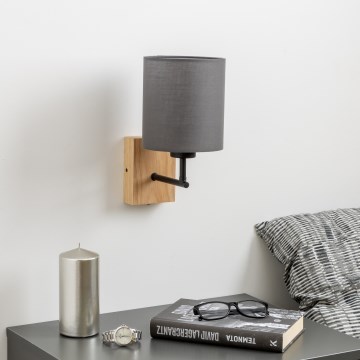 Brilagi - Applique murale NUBILA WOOD 1xE27/25W/230V chêne/anthracite