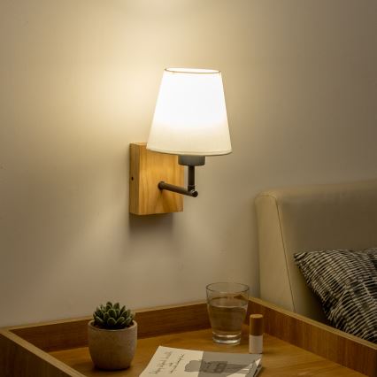 Brilagi - Applique murale NUBILA WOOD 1xE27/25W/230V chêne/blanc