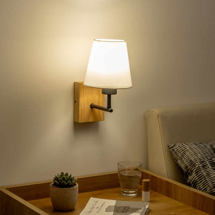 Brilagi - Applique murale NUBILA WOOD 1xE27/25W/230V chêne/blanc
