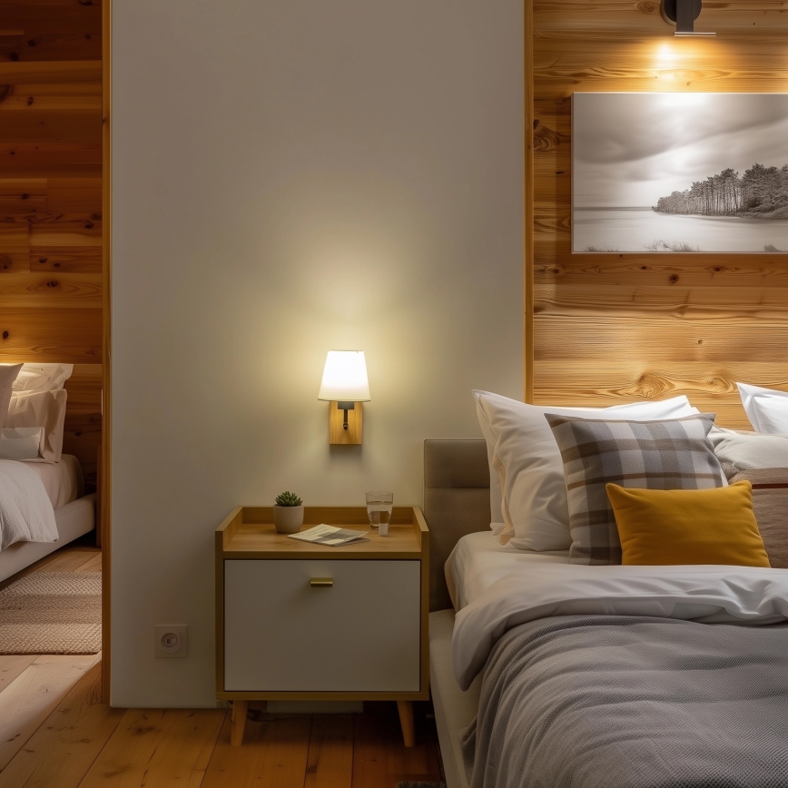 Brilagi - Applique murale NUBILA WOOD 1xE27/25W/230V chêne/blanc