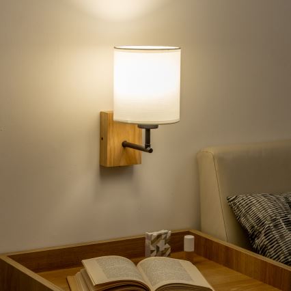 Brilagi - Applique murale NUBILA WOOD 1xE27/25W/230V chêne/blanc