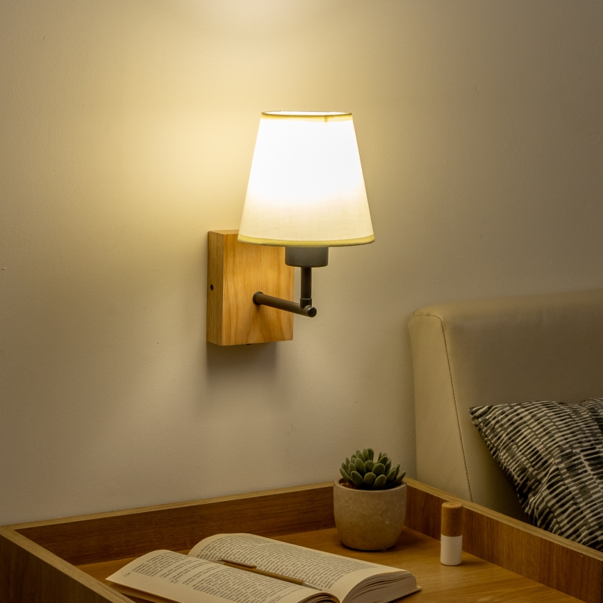 Brilagi - Applique murale NUBILA WOOD 1xE27/25W/230V chêne/crème