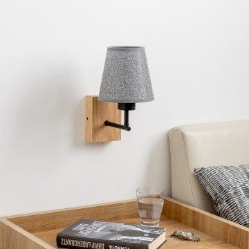 Brilagi - Applique murale NUBILA WOOD 1xE27/25W/230V chêne/gris