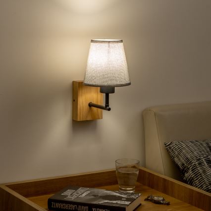Brilagi - Applique murale NUBILA WOOD 1xE27/25W/230V chêne/gris