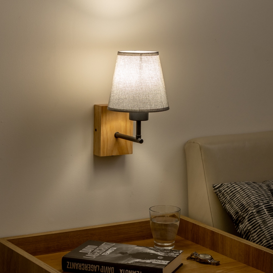 Brilagi - Applique murale NUBILA WOOD 1xE27/25W/230V chêne/gris
