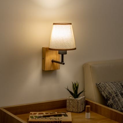Brilagi - Applique murale NUBILA WOOD 1xE27/25W/230V chêne/marron